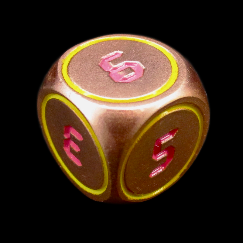 TDSO Metal Digital Copper Yellow & Red D6 Dice