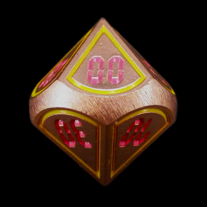 TDSO Metal Digital Copper Yellow & Red Percentile Dice