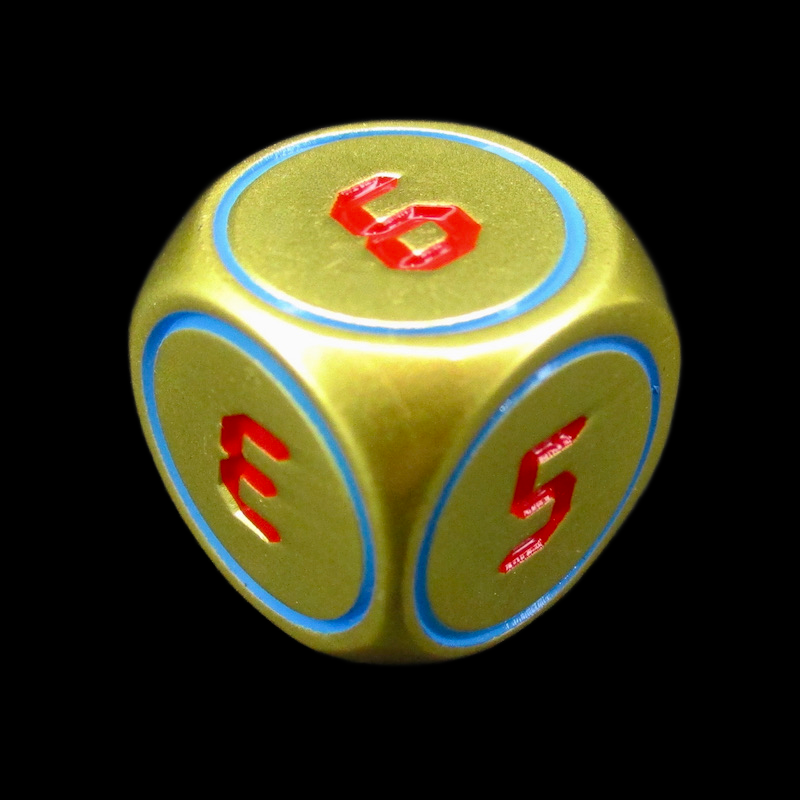 TDSO Metal Digital Gold Blue &amp; Red D6 Dice