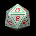 TDSO Metal Digital Steel Green & Red D20 Dice