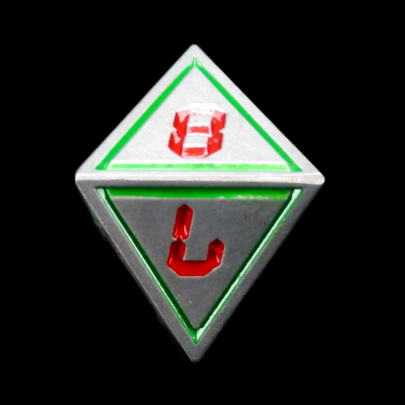 TDSO Metal Digital Steel Green & Red D8 Dice