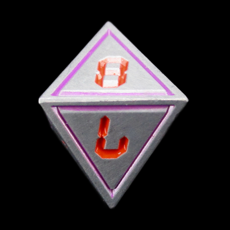 TDSO Metal Digital Steel Purple &amp; Red D8 Dice