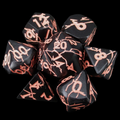 TDSO Metal 'Thor' Lightning Matt Black & Pink 7 Dice Polyset