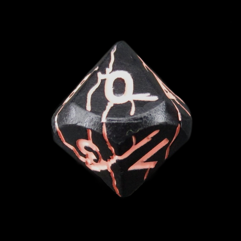 TDSO Metal 'Thor' Lightning Matt Black & Pink D10 Dice