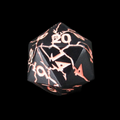 TDSO Metal 'Thor' Lightning Matt Black & Pink D20 Dice