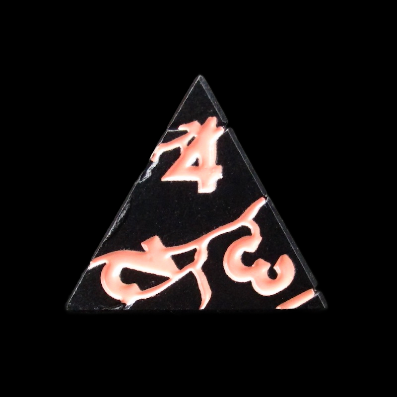 TDSO Metal 'Thor' Lightning Matt Black & Pink D4 Dice