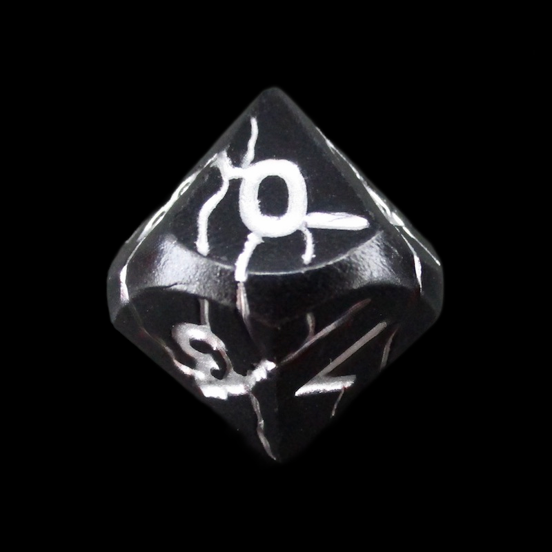 TDSO Metal 'Thor' Lightning Matt Black & Silver D10 Dice
