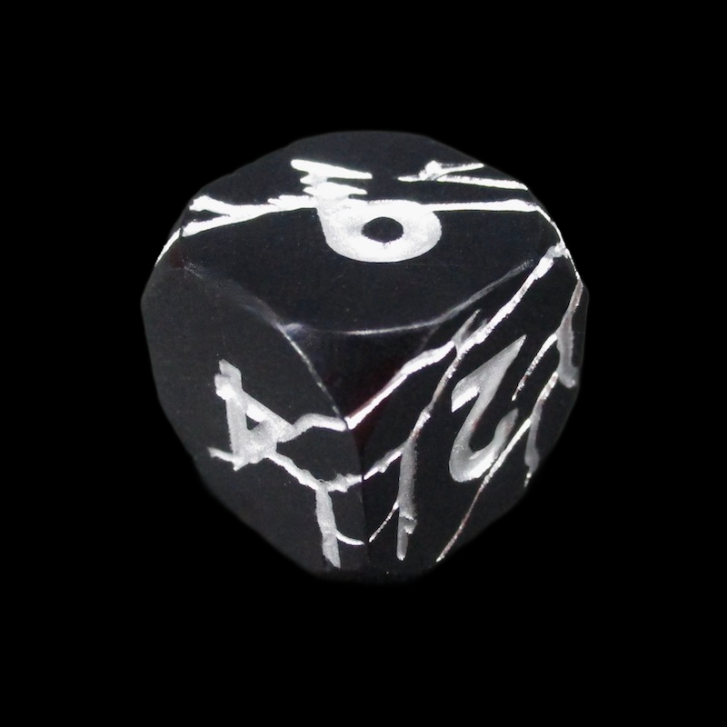 TDSO Metal 'Thor' Lightning Matt Black & Silver D6 Dice