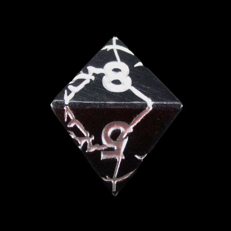 TDSO Metal 'Thor' Lightning Matt Black & Silver D8 Dice