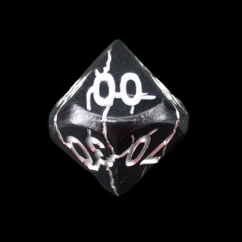 TDSO Metal 'Thor' Lightning Matt Black & Silver Percentile Dice