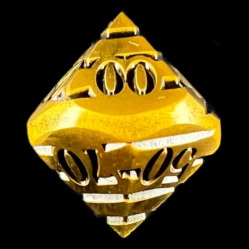 CLEARANCE TDSO Metal Tiger Stripe Antique Gold & Black Percentile Dice