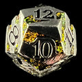 CLEARANCE TDSO Metal Tiger Stripe Silver & Amber Mica D12 Dice