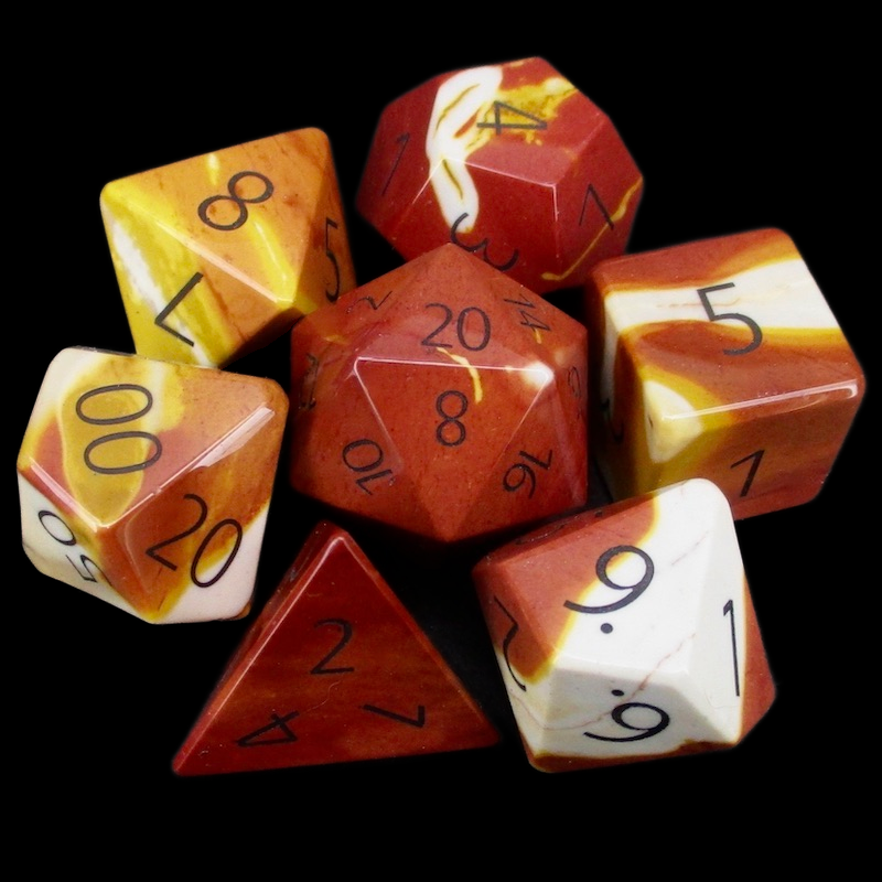 TDSO Gemstone Mookaite & Black 7 Dice Polyset