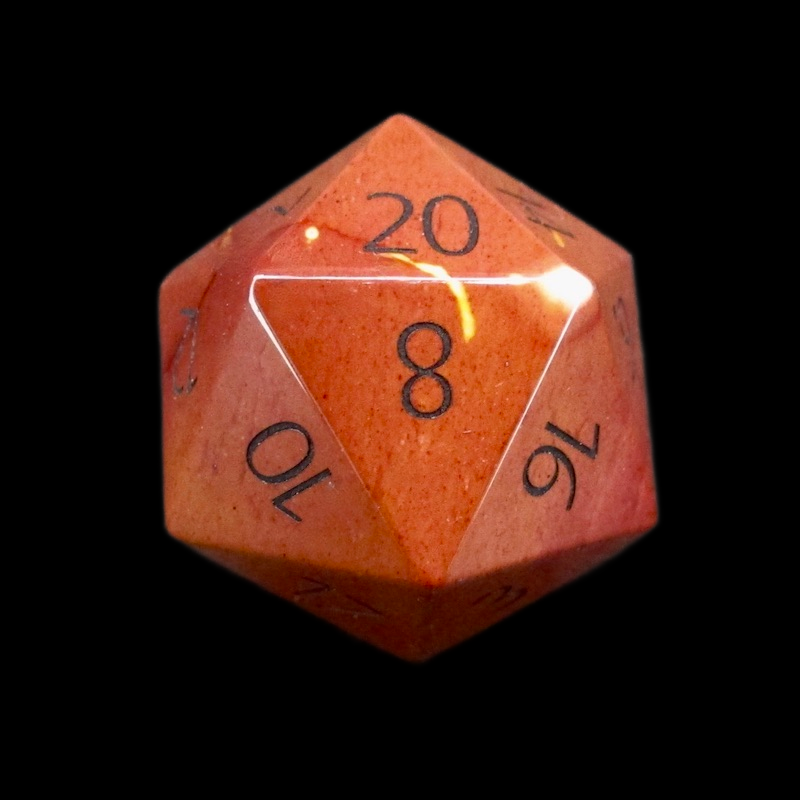 TDSO Gemstone Mookaite & Black D20 Dice