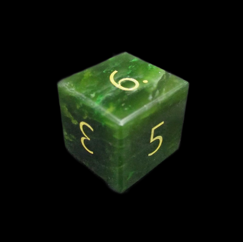 TDSO Gemstone Jade Nephrite & Gold D6 Dice