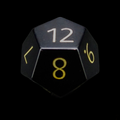 TDSO Gemstone Obsidian Black & Gold D12 Dice
