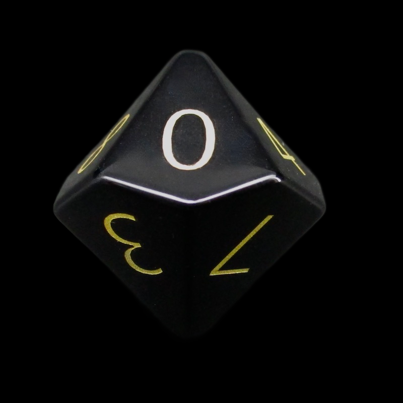 TDSO Gemstone Obsidian Black & Gold D10 Dice