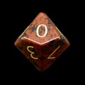 TDSO Gemstone Obsidian Mahogany & Gold D10 Dice