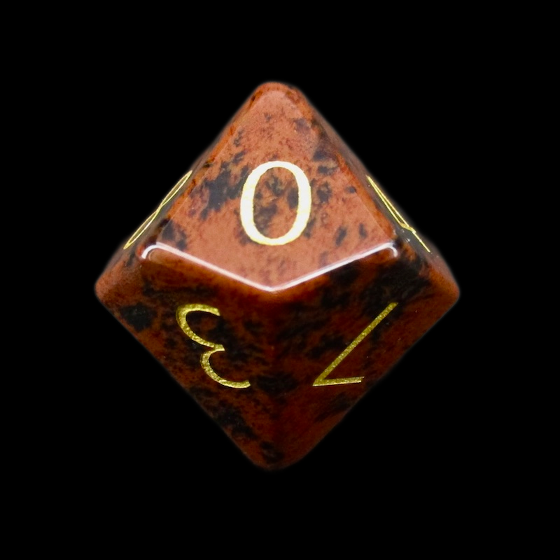 TDSO Gemstone Obsidian Mahogany & Gold D10 Dice
