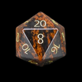 TDSO Gemstone Obsidian Mahogany & Gold D20 Dice