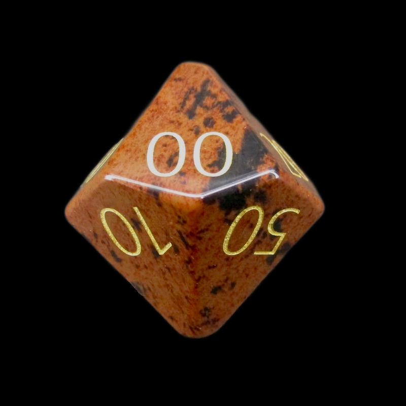 TDSO Gemstone Obsidian Mahogany & Gold Percentile Dice