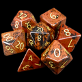 TDSO Gemstone Obsidian Mahogany & Gold 7 Dice Polyset