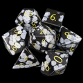 TDSO Gemstone Obsidian Snow & Gold 7 Dice Polyset