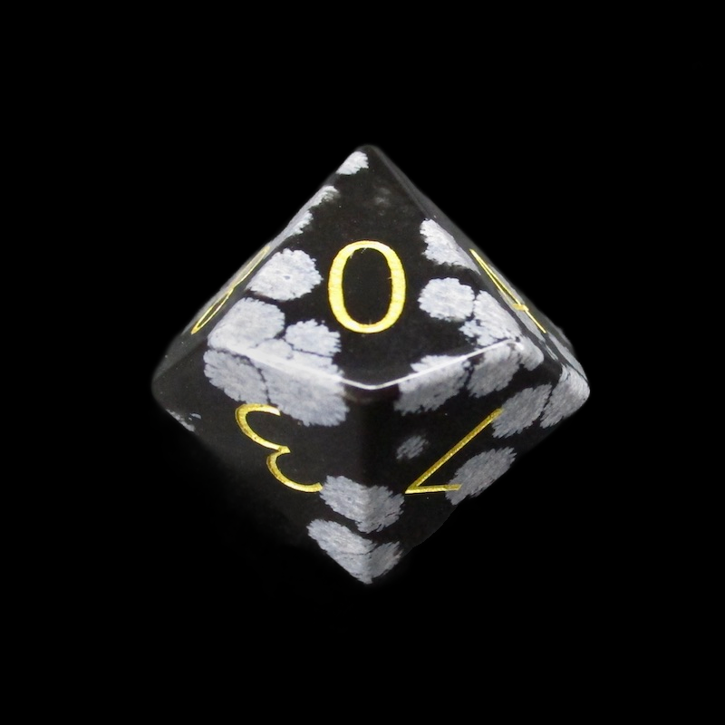TDSO Gemstone Obsidian Snow & Gold D10 Dice