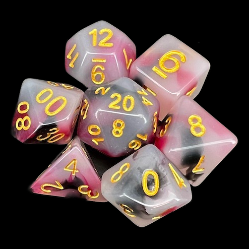 TDSO Opalescence Black & Red 7 Dice Polyset