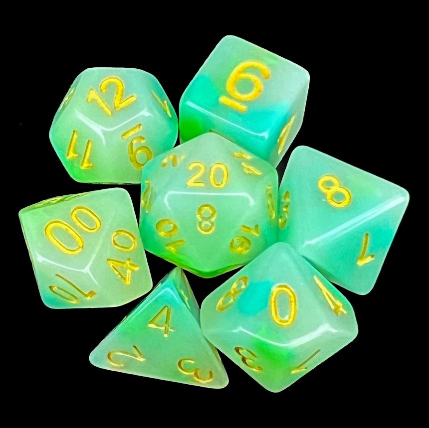 TDSO Opalescence Blue & Green 7 Dice Polyset