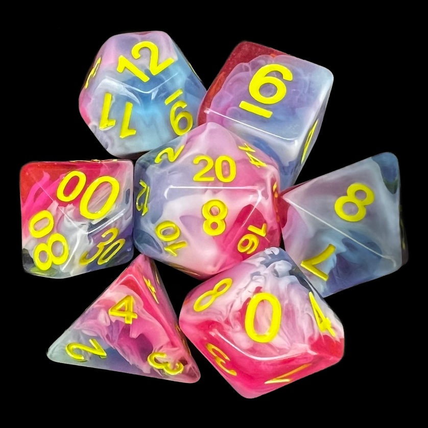 TDSO Opalescence Glacier Rose 7 Dice Polyset