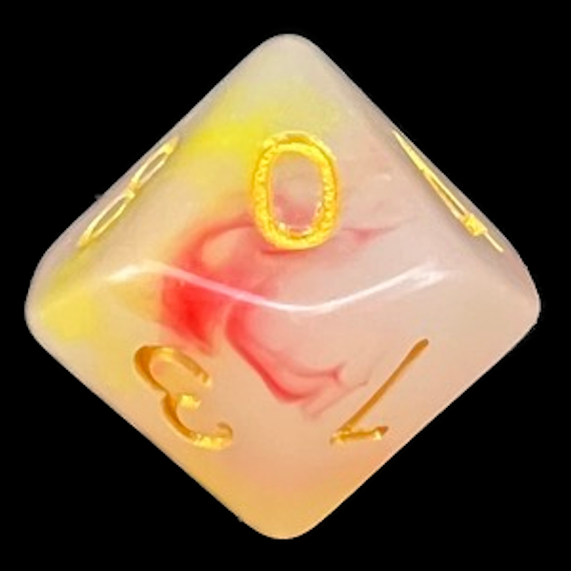 TDSO Opalescence Red & Yellow D10 Dice