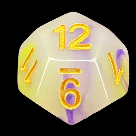TDSO Opalescence Yellow & Purple D12 Dice