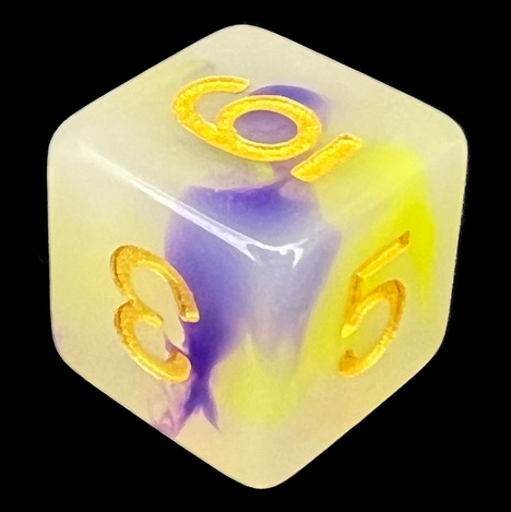 TDSO Opalescence Yellow & Purple D6 Dice