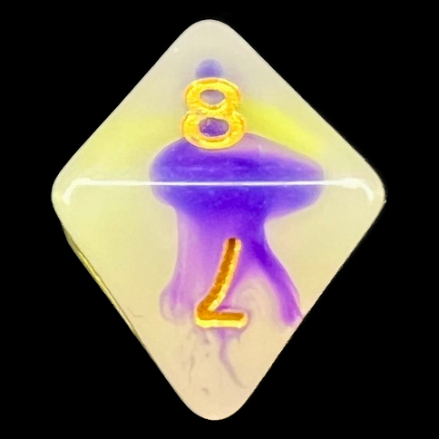 TDSO Opalescence Yellow & Purple D8 Dice