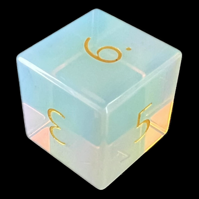 TDSO Gemstone Opalite & Gold D6 Dice