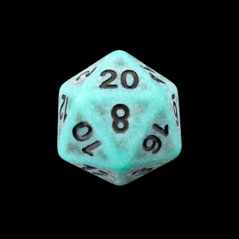 TDSO Opaque Antique Green D20 Dice