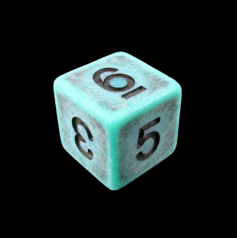 TDSO Opaque Antique Green D6 Dice