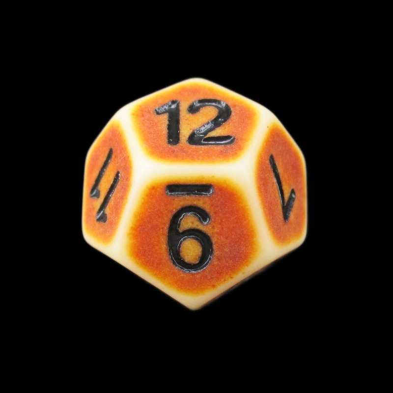 TDSO Opaque Antique Ivory D12 Dice
