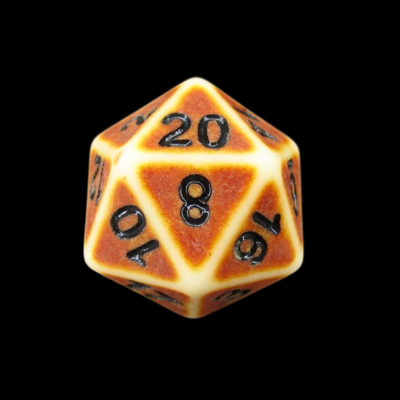 TDSO Opaque Antique Ivory D20 Dice