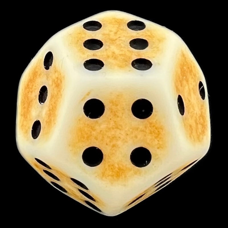 DodecaDice Double D6 Opaque Antique Ivory 12 Sided Spot D6 Dice