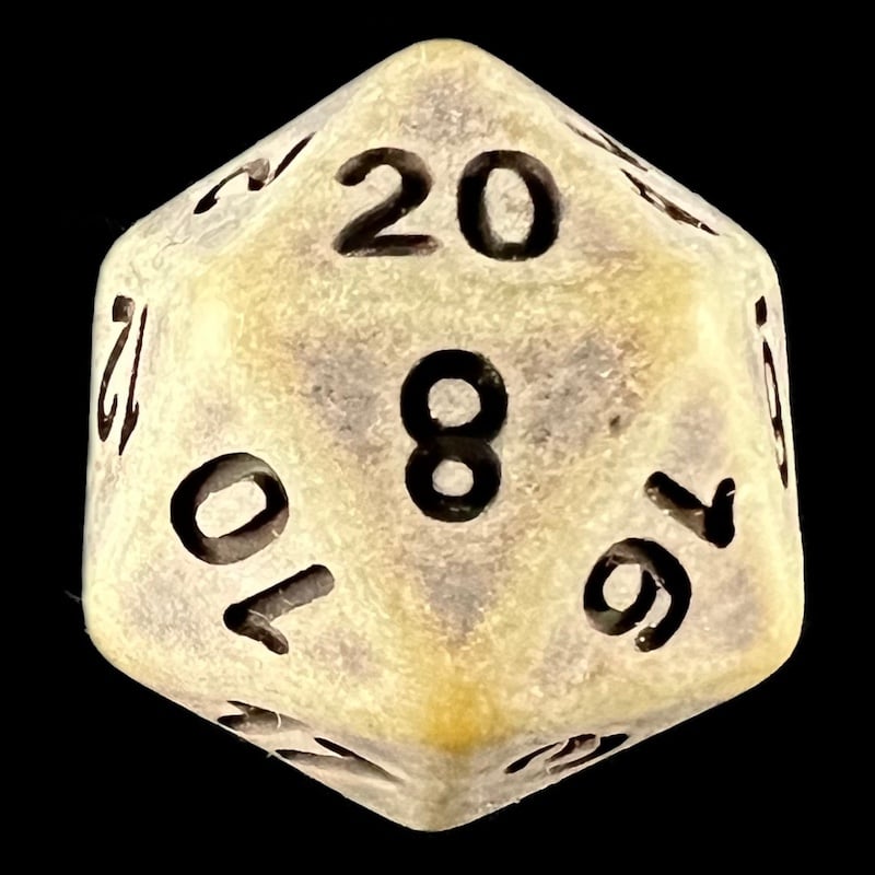 HALF PRICE CLEARANCE TDSO Opaque Antique Olive Green D20 Dice