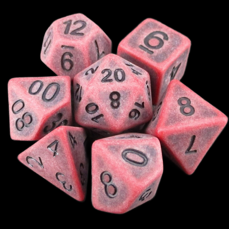 TDSO Opaque Antique Red 7 Dice Polyset