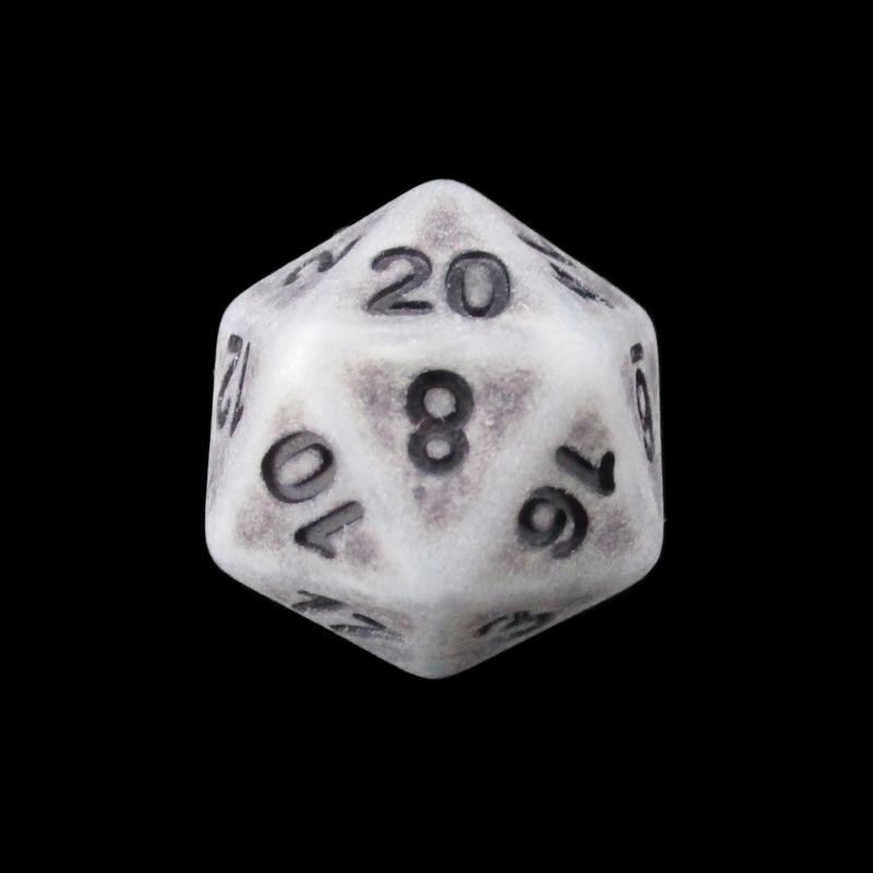 TDSO Opaque Antique Silver D20 Dice