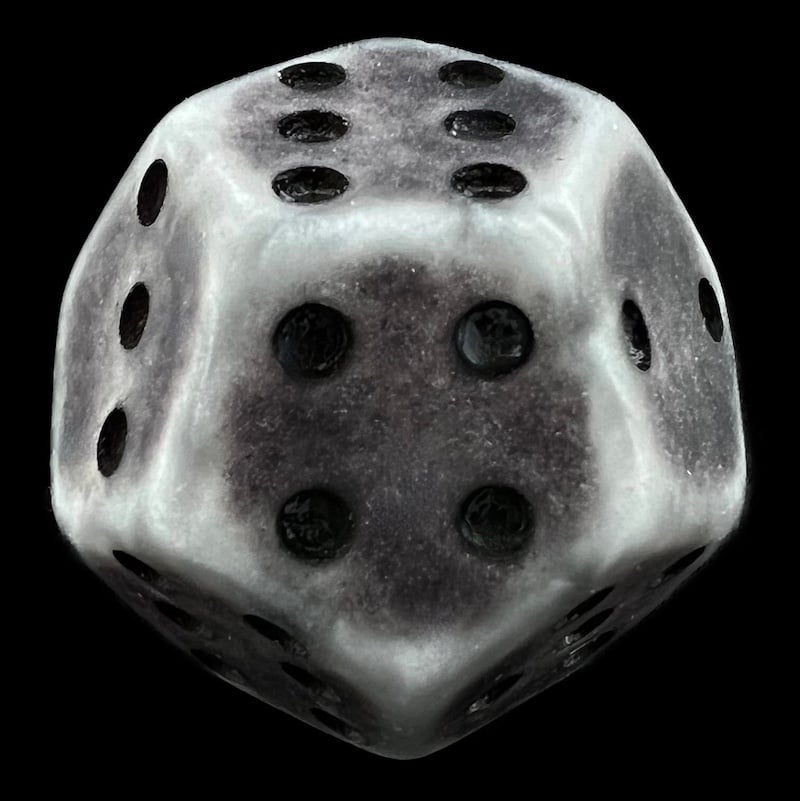 DodecaDice Double D6 Opaque Antique Silver 12 Sided Spot 6 x D6 Dice Set