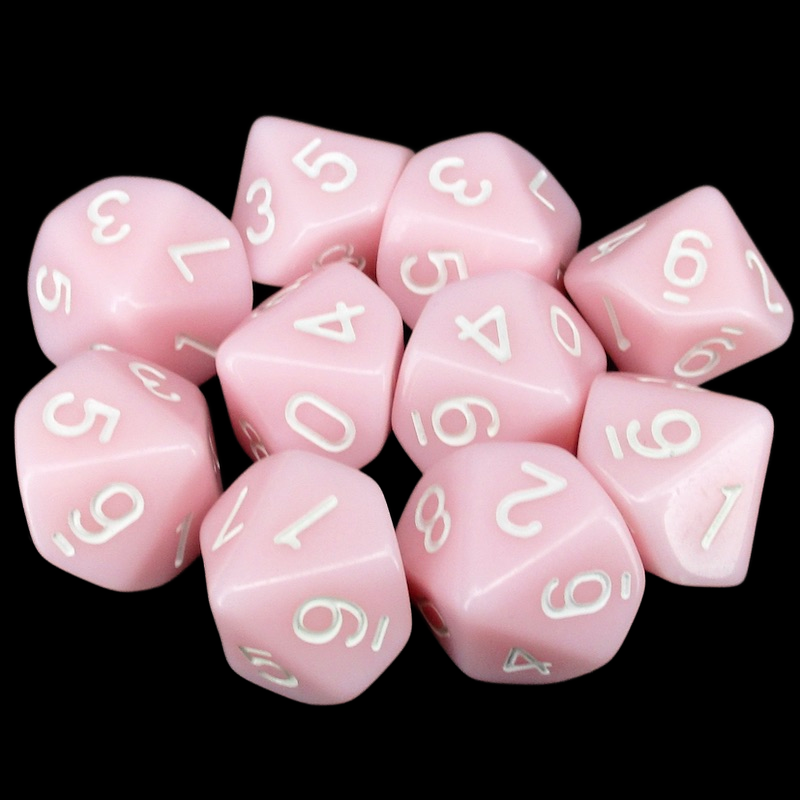 TDSO Opaque Baby Pink 10 x D10 Dice Set