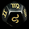 CLEARANCE TDSO Opaque Black & Gold Astrology Star Sign D12 Dice