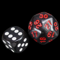 TDSO Opaque Black &amp; Red Spindown  / Countdown 25mm D30 Dice
