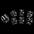 TDSO Opaque Black & White Negative Counter 12mm 6 x D6 Dice Set