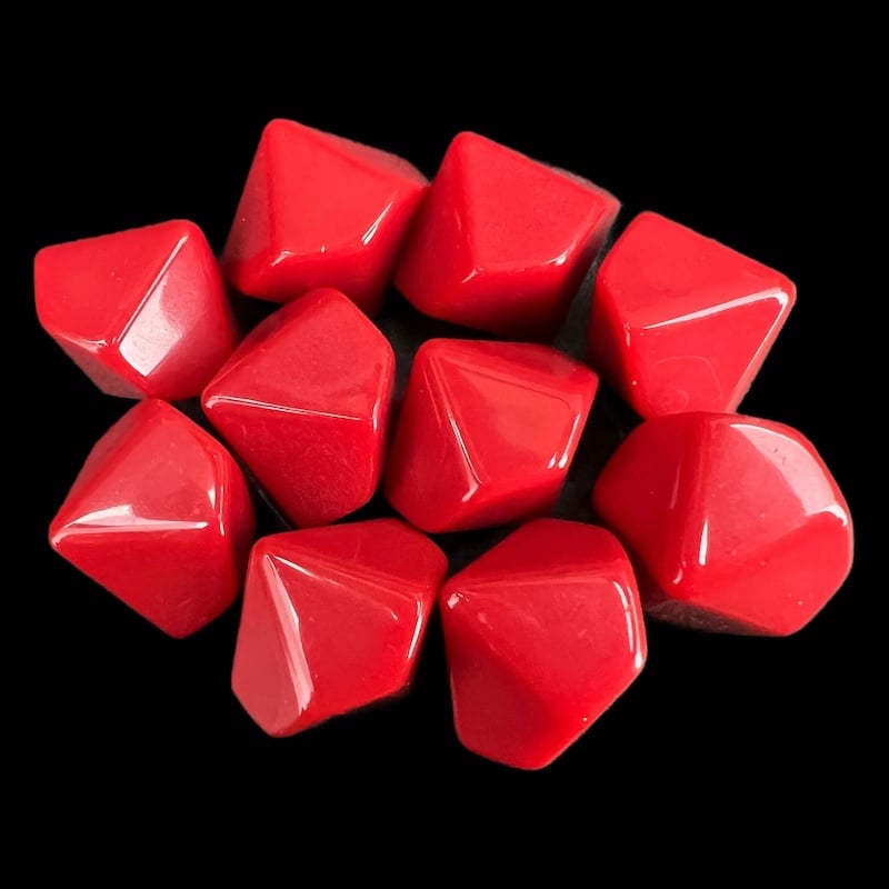 TDSO Opaque Blank Red 16mm 10 x D10 Dice Set